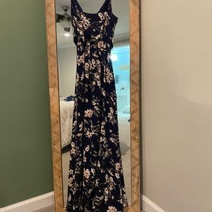 Aqua brand (Bloomingdale's) floral wrap maxi dress